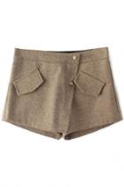 Oasap Simple Solid Twill Wool Shorts