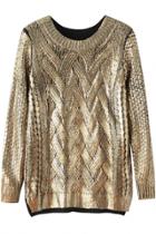 Oasap Fashion Gold Stamping Pullover Sweater