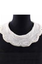 Oasap Ribbon Tie Back Fastening Pearl Bib Collar