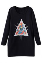 Oasap Novelty Triangle Eye Pattern Long Sweatshirt