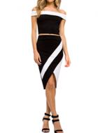 Oasap Women's Slash Neck Off Shoulder Crop Top Skirt Set