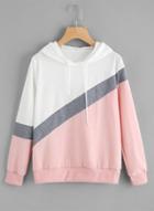 Oasap Fashion Color Block Loose Fit Pullover Hoodie