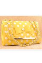 Oasap Dots Printing Yellow Shoulder Bag With Bowknot Detail