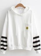 Oasap Fashion Striped Sleeve Front Pocket Hoodie