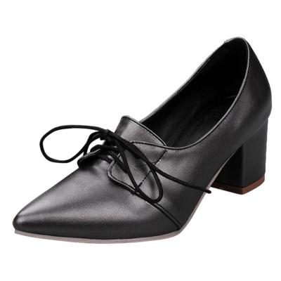 Oasap Pointed Toe Solid Color Square Heels