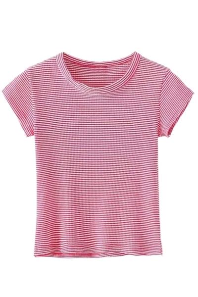 Oasap Fashion Short Sleeve Striped Pullover Slim Tee