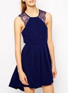 Oasap Sleeveless Lace Panel A-line Dress
