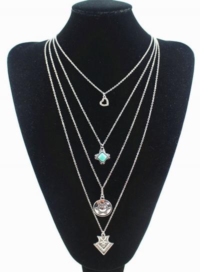Oasap Vintage Multi Layered Turquoise Necklace