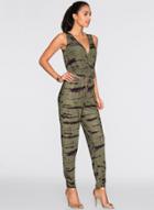 Oasap V Neck Sleeveless Printed Cross Beach Jumpsuits