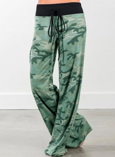 Oasap Camouflage Print Drawstring Waist Loose Fit Pants