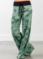 Oasap Camouflage Print Drawstring Waist Loose Fit Pants