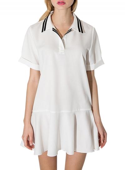 Oasap Women's Fashion Summer Short Sleeve Mini Flounce Dress