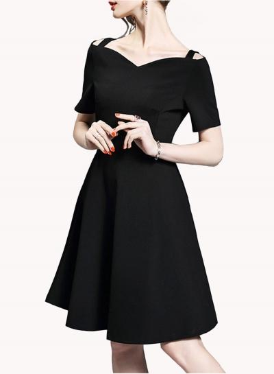 Oasap Fashion V Neck Short Sleeve A-line Party Dress