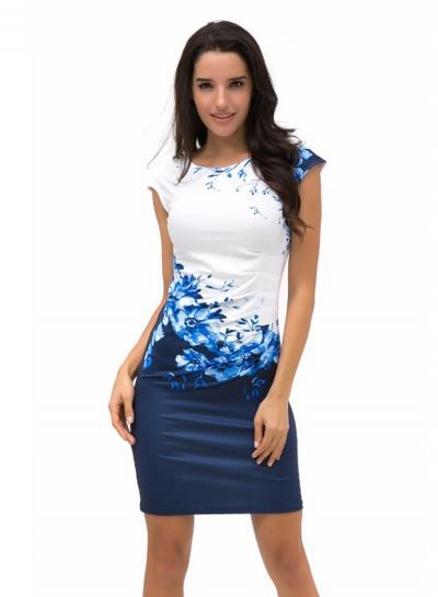 Oasap Sleeveless Floral Print Bodycon Dress