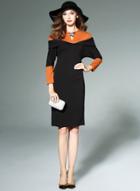 Oasap Color Blcok Cut Out Sim Fit Dress