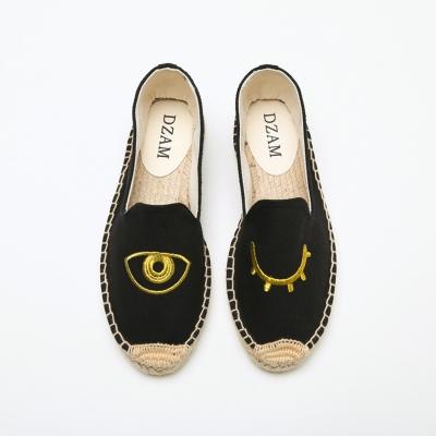 Oasap Round Toe Eye Embroidery Flat Heels Slip-on Shoes