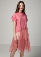 Oasap Short Sleeve Mesh Panel Dress