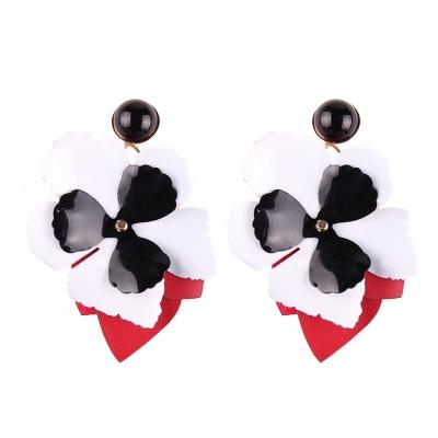 Oasap Pu Leather Flower Shape Earrings