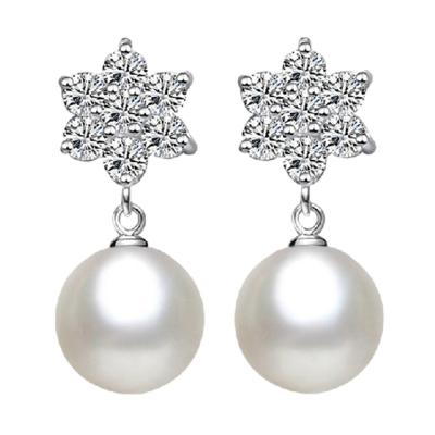 Oasap Fashionsterling Silver Zircon Decoration Pearl Earrings