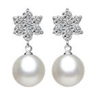 Oasap Fashionsterling Silver Zircon Decoration Pearl Earrings