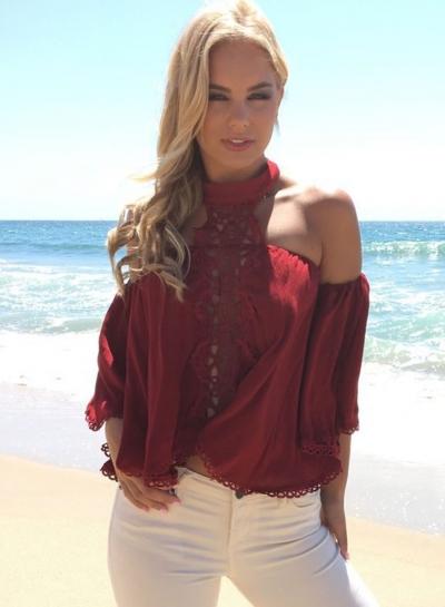 Oasap Halter Neck Off Shoulder Lace Blouses