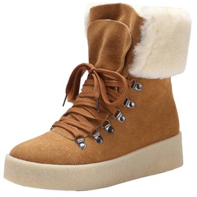 Oasap Fashion Lace-up Flat Heels Ankle Boots