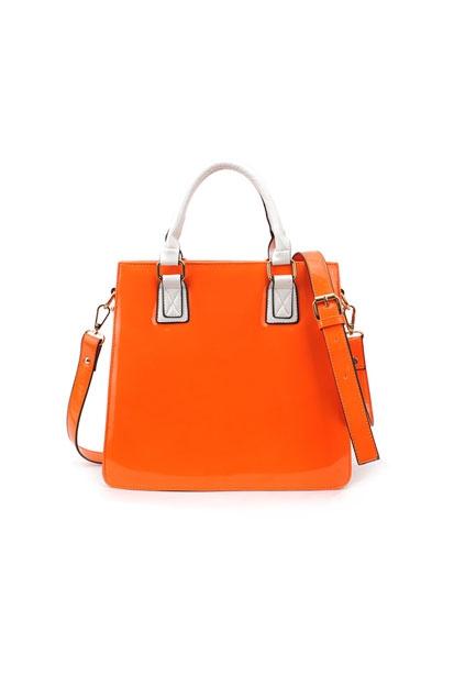 Oasap Color Block Glossy Zipped Shoulder Bag