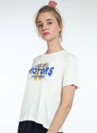 Oasap Short Sleeve Letter Printed Loose Fit Fashion Tee