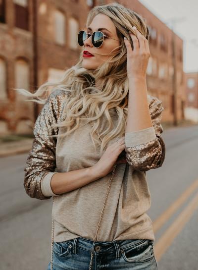 Oasap Casual Sequins Loose Fit Pullover Sweatshirt