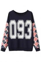 Oasap Star Stripe Pattern Baseball Sweatshirt