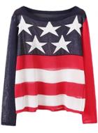 Oasap Women's Color Block Striped Pentagram Knit Pullover Sweater