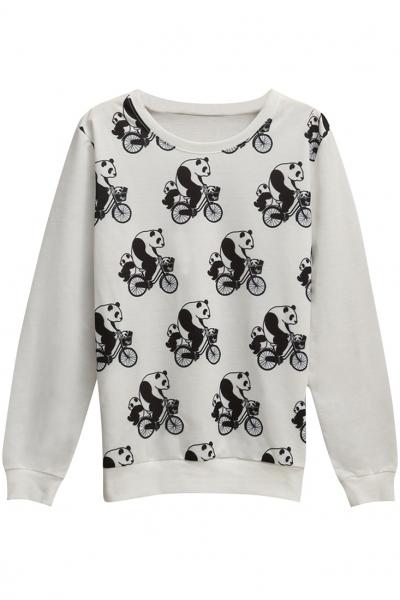 Oasap Panda Pattern Long Sleeve Sweatshirt