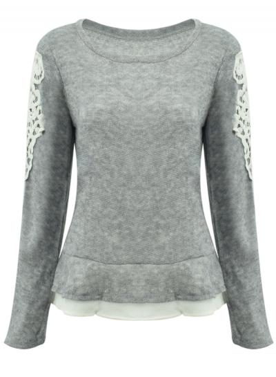 Oasap Women's Fashion Long Sleeve Pullover Knitted Peplum Sweater