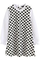 Oasap Polka Dot Print Ruffled Trim Mini Dress