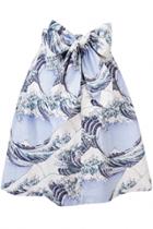 Oasap Bowknot Foamy Sea Wave Print Swing Skirt