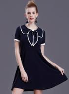 Oasap Contrast Stripe Trim Sailor Nautical Dress