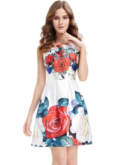 Oasap Women's Fashion Floral Print Party Cocktail Skater Dress