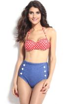 Oasap Bohemian Polka Dot High-waisted Bikini Swimwear