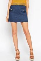 Oasap Women's Flap Pocket Denim Mini Skirt