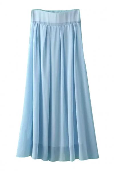 Oasap Flowy Solid Pleated Midi Skirt