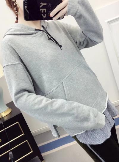 Oasap Long Sleeve Splicing Pullover Hoodie