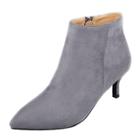 Oasap Pointed Toe Stiletto Heels Solid Color Ankle Boots