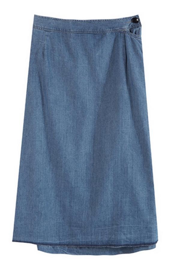 Oasap Blue Denim Skirt With Panel