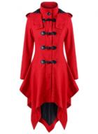 Oasap Long Sleeve Horn Button Irregular Hooded Trench Coat