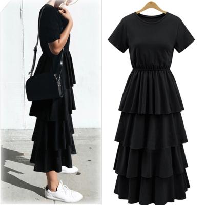Oasap Fashion Short Sleeve Multilayer Maxi Dress