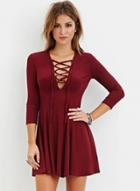 Oasap Women's Deep V Drawstring Solid Color Dress