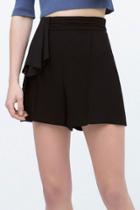 Oasap Two Colors Ruffled Overlay Shorts