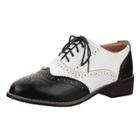 Oasap Hollow Out Color Block Lace Up Shoes