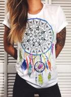 Oasap Fashion Loose Fit Dreamcatcher Printed Short Sleeve Tee