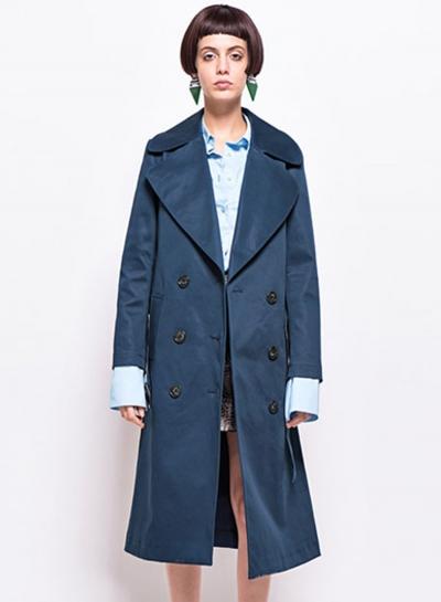 Oasap Women's Turn Down Collar Double Breasted Trench Coat